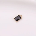 Rectangle black crystal charm with gold-plated frame and top ring for DIY jewelry making - Rectangular Claw Setting Single Pendant / Black
