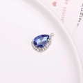 Ciondolo a goccia d'argento con cristallo blu e zirconi per la creazione di gioielli DIY - Blu Zaffiro
