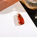 Orange faceted teardrop glass pendant with gold claw setting for jewelry making - 11x24mm Water Drop Single Pendant / Reddish Brown