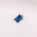 Rectangular deep blue crystal pendant in gold plated setting for DIY jewelry making - Rectangular Claw Setting Single Pendant / Sapphire Blue