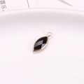 Marquise-cut black crystal glass pendant with gold copper frame and loop connector - Black