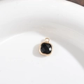 Square black faceted crystal pendant with gold-plated copper bezel and jump ring - Black