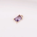 Rectangle purple crystal pendant with gold-plated four-claw setting for DIY jewelry - Rectangular Claw Setting Single Pendant / Violet