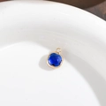 Square faceted dark blue crystal gemstone pendant with gold plated copper frame - Sapphire Blue