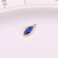 Marquise cut deep blue crystal glass pendant in gold plated copper bezel for DIY jewelry - Sapphire Blue