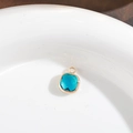 Square faceted blue crystal pendant with gold-plated copper frame for jewelry making - Lake Blue