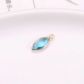 Marquise sky blue crystal glass pendant with gold plated trim for DIY jewelry making - Lake Blue