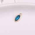 Marquise cut deep blue crystal glass charm with gold plated copper frame connector - Peacock Blue