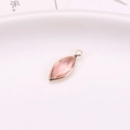 Pink marquise cut crystal glass charm with gold plated edge and top metal loop - Rose Red