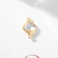 Golden square crystal connector pendant with double loops for DIY jewelry making - White
