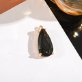 Elegant faceted black crystal teardrop pendant with gold micro-pave diamond bail - 11x24mm Water Drop Single Pendant / Black