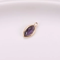 Marquise cut purple crystal glass pendant with golden copper bezel for DIY jewelry - Violet