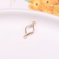 Gold plated rhombus crystal connector pendant with dual rings for DIY jewelry making - White