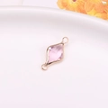 Pink diamond-cut crystal jewelry connector with gold plating for DIY bracelets - Pink