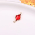 DIY red rhombus crystal connector with gold metal frame for handmade jewelry - Red