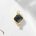 Square black crystal pendant connector in golden finish for DIY jewelry making - Gray