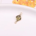 Golden leaf-shaped jewelry connector with olive green faceted crystal for DIY designs - Light Gray