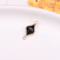 Faceted black rhombus crystal pendant with double gold loops for jewelry making - Black