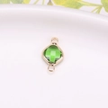 Green square crystal connector with gold plated double loops for jewelry DIY making - Light Green