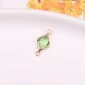 Green crystal rhombus connector pendant with gold plated frame for DIY jewelry making - Light Green