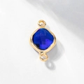 Square deep blue crystal connector with gold plated bezel for DIY jewelry making - Sapphire Blue