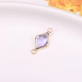 Gold-plated rhombus crystal connector with light purple facets for DIY jewelry making - Crystal Purple