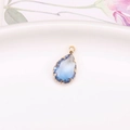 Birnenförmiger Anhänger mit blauem Kristallverlauf und vergoldeter Fassung für Schmuck - Verlauf Blau (A1-8) / 13x18mm