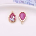 Wassertropfen-Kristallanhänger in Pink-Violett mit vergoldetem Hohlrahmen für DIY-Schmuck - Purpurrot