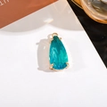Lake blue teardrop crystal pendant in gold claw setting for DIY jewelry making - 11x24mm Water Drop Single Pendant / Lake Blue