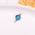 Elegant gold-plated rhombus connector with blue faceted crystal for DIY jewelry making - Peacock Blue