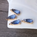 Set of four deep blue pear-shaped crystal pendants with golden claw settings for DIY jewelry - 11x24mm Water Drop Single Pendant / Light Blue