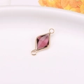 Violet faceted crystal rhombus connector with gold-plated edges for DIY jewelry making - Burgundy