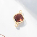 Deep red faceted glass pendant connector with golden metal frame for jewelry making - Medium Purple