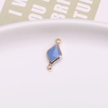 Sky blue rhombus crystal connector in golden frame with double loops for DIY jewelry - Light Blue Jade