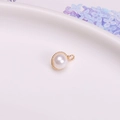 Επίχρυσο μενταγιόν 14K με λευκό μαργαριτάρι και λεπτομερή βάση για κατασκευή κοσμημάτων - Μενταγιόν με μαργαριτάρι / 9# Στυλ Μαργαριτάρι με Μεταλλική Βάση Χρυσό