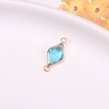 Light blue crystal rhombic connector with gold plated double loop for DIY jewelry making - Lake Blue