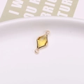 Golden double-loop connector with yellow rhombus crystal for DIY jewelry making - Gold