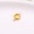 Faceted yellow crystal round pendant with rose gold copper frame for DIY jewelry - 6mm Double Loop / Gold