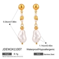 Orecchini a goccia in acciaio inossidabile dorato 14K con perle bianche eleganti - Jdew2411007