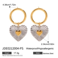 Orecchini a cuore in acciaio inossidabile bicolore con anelli dorati e ciondoli argento - Jde0212004-ps