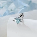 Blue heart zircon wing cartilage earring in surgical steel with screw back finish - A429-3# Shallow Ocean Orchid (single)
