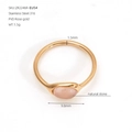 Bague en acier inoxydable 316 or rose ornée d'une pierre de cristal rose naturelle - Style Quartz Rose (ZR2246R) / Or rose / Taille 5 (50)
