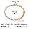 Two-tone stainless steel beaded chain bracelet with OT clasp in gold and silver finish - Jdb2409034-ps-1