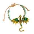 Detalle de pulsera de dragón tejida a mano con alas degradadas y cristales de colores - Pulsera (9427) / Oro Antiguo Degradado Amarillo-Verde