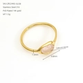 Bague élégante en acier inoxydable 316 plaqué or 14K avec pierre rose naturelle et design irrégulier - Style Quartz Rose (ZR2246G) / Or / Taille 6 (52)