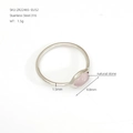 Bague minimaliste en acier inoxydable 316 avec une pierre naturelle rose polie - Acier EU 54 (ZR2246S)