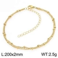 Double-layered gold stainless steel bead chain bracelet with adjustable lobster clasp - Gold (20+7cm)