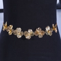 Bohemian gouden tailleketting met delicate bloemschakels met vijf bloemblaadjes - Volledig Metalen Holle Bloem Tailleketting (9281)