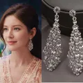 Argento-Pendaglio Grande Strass Trasparenti