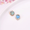 Blue and teal heart pendants with golden filigree edge for DIY jewelry making - Sky Blue (D1-17)